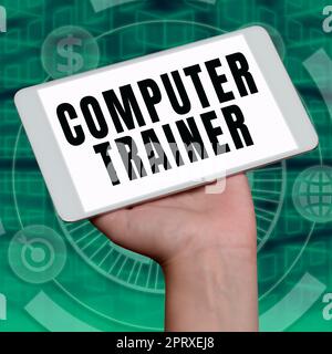 Text showing inspiration Computer Trainer, Word Written on geographically distributed network of proxy servers Important Idea Shown On Phone On Desk W Stock Photo