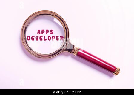 Inspiration showing sign Apps Developer, Word for Setting oneself on the activity Being Prepared Thinking New Writing Concepts, Breaking Through Write Stock Photo