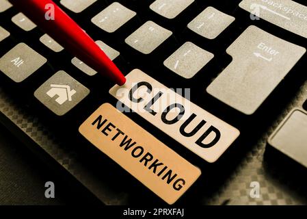 Text sign showing Cloud Networking, Word for sourcing and utilization of one or more network resources Stock Photo