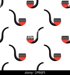 Wooden Smoking Pipe Silhouette Seamless Pattern Isolated on White Background. Stock Vector