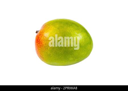 Bright fresh juicy green and red mango fruit isolated on white background. Stock Photo