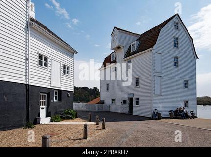The Mill on Tide Mill Quay, Tide Mill Way, Woodbridge IP12 1BP is a rare example of a tide mill whose water wheel still turns & can make flour. Stock Photo