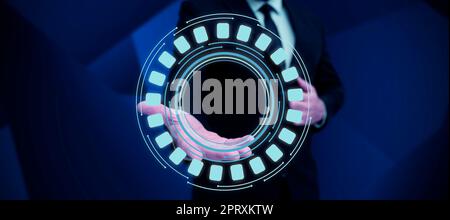 Business Man Presenting New Futuristic Technologies. Stock Photo