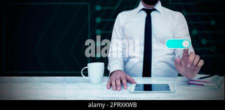 Business Man Presenting New Futuristic Technologies. Stock Photo