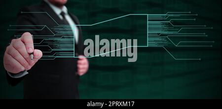 Business Man Presenting New Futuristic Technologies. Stock Photo