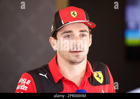 Baku, Azerbaijan - 27/04/2023, LECLERC Charles (mco), Scuderia Ferrari SF-23, portrait during the Formula 1 Azerbaijan Grand Prix 2023, 4th round of the 2023 Formula One World Championship from April 28 to 30, 2023 on the Baku City Circuit, in Baku, Azerbaijan - Photo Xavi Bonilla/DPPI Credit: DPPI Media/Alamy Live News Stock Photo