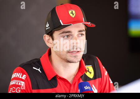 Baku, Azerbaijan - 27/04/2023, LECLERC Charles (mco), Scuderia Ferrari SF-23, portrait during the Formula 1 Azerbaijan Grand Prix 2023, 4th round of the 2023 Formula One World Championship from April 28 to 30, 2023 on the Baku City Circuit, in Baku, Azerbaijan - Photo Xavi Bonilla/DPPI Credit: DPPI Media/Alamy Live News Stock Photo