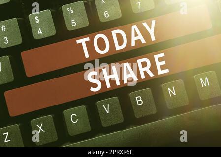 Text caption presenting Share, Word for any of the equal parts into which property or corporation is divided Stock Photo