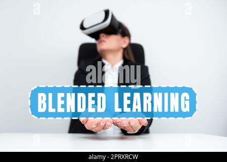 Handwriting text Blended Learning, Concept meaning combines traditional classroom lessons with online teaching Stock Photo