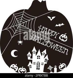 Halloween illustrations (haunted house, bats, spiders and spider webs, pumpkin, jack o lantern, graves) Stock Vector