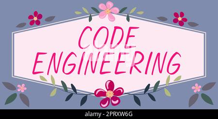 Writing displaying text Code Engineering, Business approach application of engineering to the development of software Stock Photo