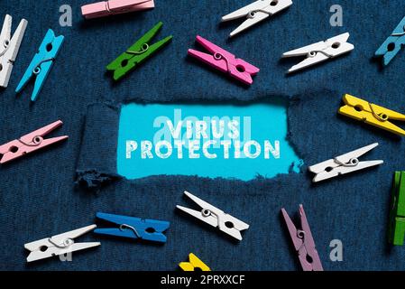 Inspiration showing sign Virus Protection, Concept meaning outlining how they plan to change and improve in the future Mobile Phone Screen With Import Stock Photo