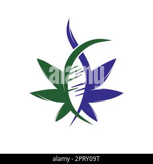 Cannabis and DNA vector logo design. Cannabis biotech DNA logo. Stock Vector