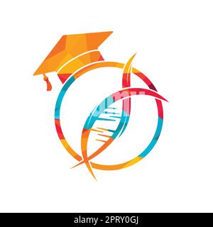 DNA graduation vector logo design. Science school vector logo concept. Stock Vector