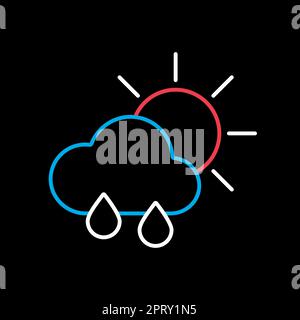 Sun with raincloud and raindrops vector icon Stock Vector