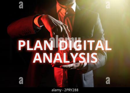 Writing displaying text Plan Digital Analysis, Word Written on sales data and economic growth graph chart, business strategy Stock Photo