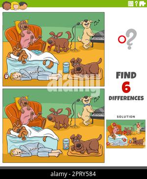 differences game with cartoon senior dogs coloring page Stock Vector ...