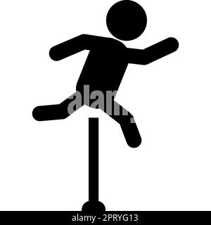 Man figure jumping over obstacles. Simple flat black symbol with shadow ...