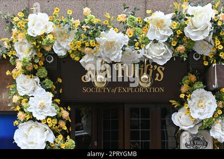 London, UK. 27th Apr, 2023. The Mr Fogg's - Society of Exploration decorate with flower, Mayfair, London, UK Credit: See Li/Picture Capital/Alamy Live News Stock Photo
