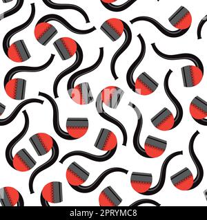 Wooden Smoking Pipe Silhouette Seamless Pattern Isolated on White Background. Stock Vector