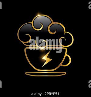 Golden Cloud and Coffee Vector Icon Stock Vector