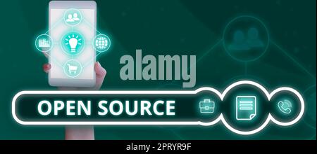 Text sign showing Open Source, Concept meaning contains the source code that can be modified and enhanced Stock Photo