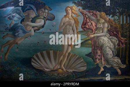 Birth of Venus, Sandro Botticelli, circa 1485, Galleria degli Uffizi, Uffizi Gallery, Florence, Tuscany, Italy Stock Photo