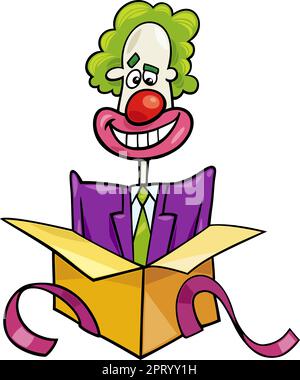 cartoon clown coming out of the box Stock Vector