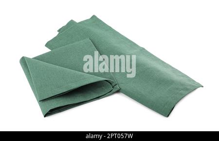 Green cloth kitchen napkins isolated on white Stock Photo