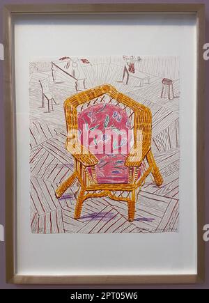 Aix-En-Provence, France - 04 20 2023: Granet Museum. Number one chair painted by David Hockney Stock Photo