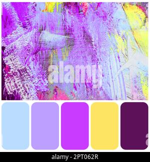 Color palette appropriate to photo of colorful acrylic paints as background Stock Photo