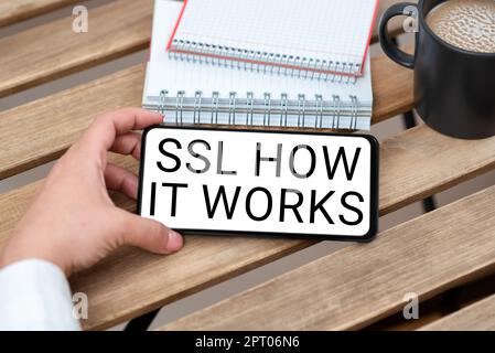 Conceptual display Ssl How It Workssession key is used to encrypt all transmitted data, Internet Concept session key is used to encrypt all transmitte Stock Photo