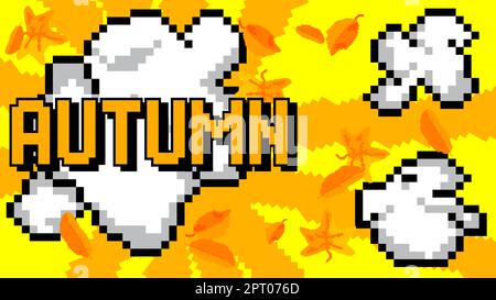 Autumn. Pixelated word with geometric graphic background. Stock Vector