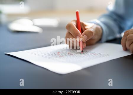 Book Script Or Text Grammar Edit And Spelling Correction Stock Photo