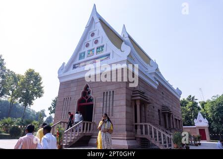 Sarnath, Uttar Pradesh, India - November 2022: Buddhist temple, Architecture view of Lord Buddha temple at sarnath in Varanasi. Stock Photo