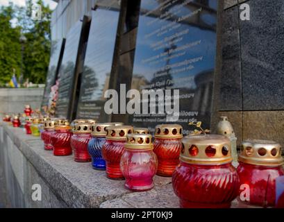 Maidan square paying tribute to fallen fighters in Kiev - Ukraine Stock Photo