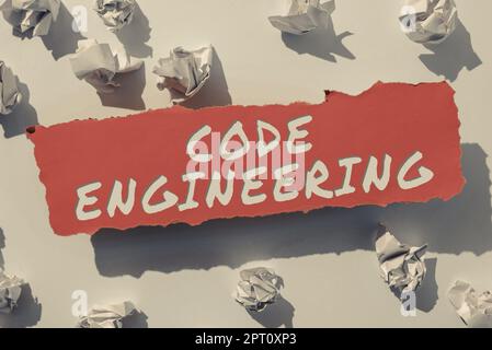 Text caption presenting Code Engineering, Concept meaning significant ideas that are completely or partly repressed Replacing Old Wallpaper Design, Cr Stock Photo