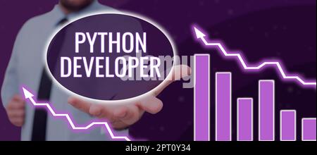 Handwriting text Python Developer, Word Written on responsible for writing serverside web application logic Stock Photo