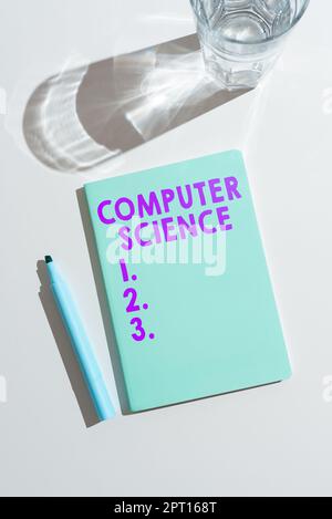 Writing displaying text Computer Science, Internet Concept study of both computer hardware and software design Stock Photo