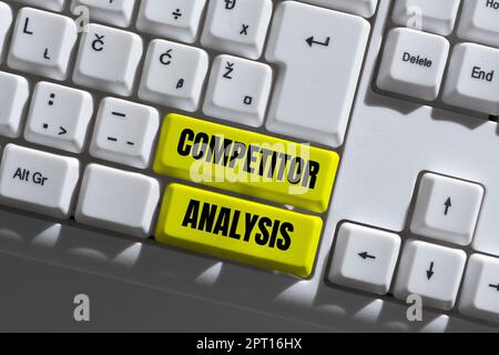 Hand writing sign Competitor Analysis, Word for Determine the Strength Weakness of Competitive Market Stock Photo