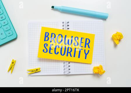 Text caption presenting Browser Security, Business showcase security to web browsers in order to protect networked data Stock Photo
