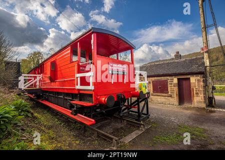 The Brake Vans at High Peak Junction on the Cromford Canal, Derbyshire, England Stock Photo