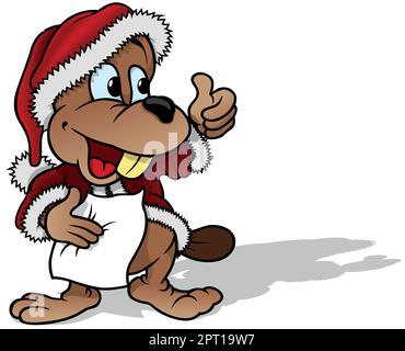 Beaver in a Santa Claus Costume with a Letter in his Paw Stock Vector