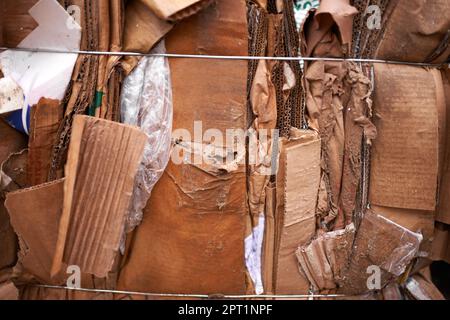 Cardboard collection. used cardboard ready to be recycled Stock Photo
