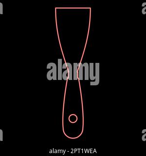 Neon construction spatula Putty knife Spackling tool Building hand instrument Builder equipment Trowel icon black color vector illustration flat style image red color vector illustration image flat style Stock Vector