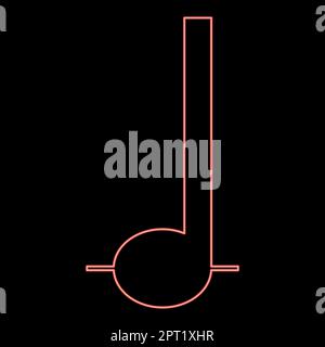 Neon note to quarter icon black color vector illustration flat style image red color vector illustration image flat style Stock Vector