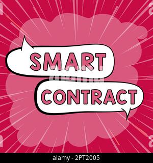 Conceptual caption Smart Contract, Business overview digital agreement to control the transfer of digital currencies Stock Photo