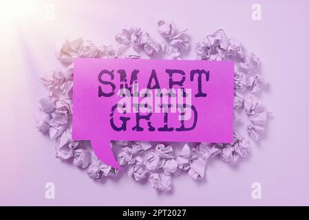 Conceptual caption Smart Grid, Business idea includes of operational and energy measures including meters Stock Photo