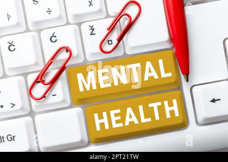 Text caption presenting Mental Health, Word for state of the emotional, social and psychological wellbeing Stock Photo