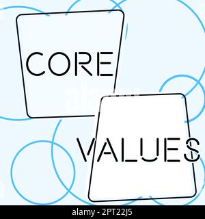 Conceptual display Core Values. Internet Concept principles which guide ...